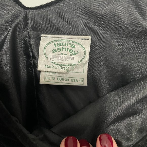 Vintage - Laura Ashley Dress 3/4 Sleeve Velvet Black Size 10 - Picture 2 of 4